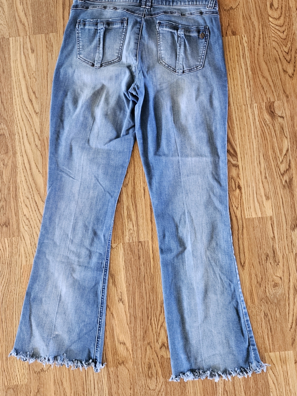 Democracy Light Blue Flared Jeans with Frayed Hem - Picture 4 of 7